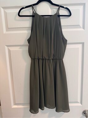 Lush Olive Green Sleeveless Mini Dress